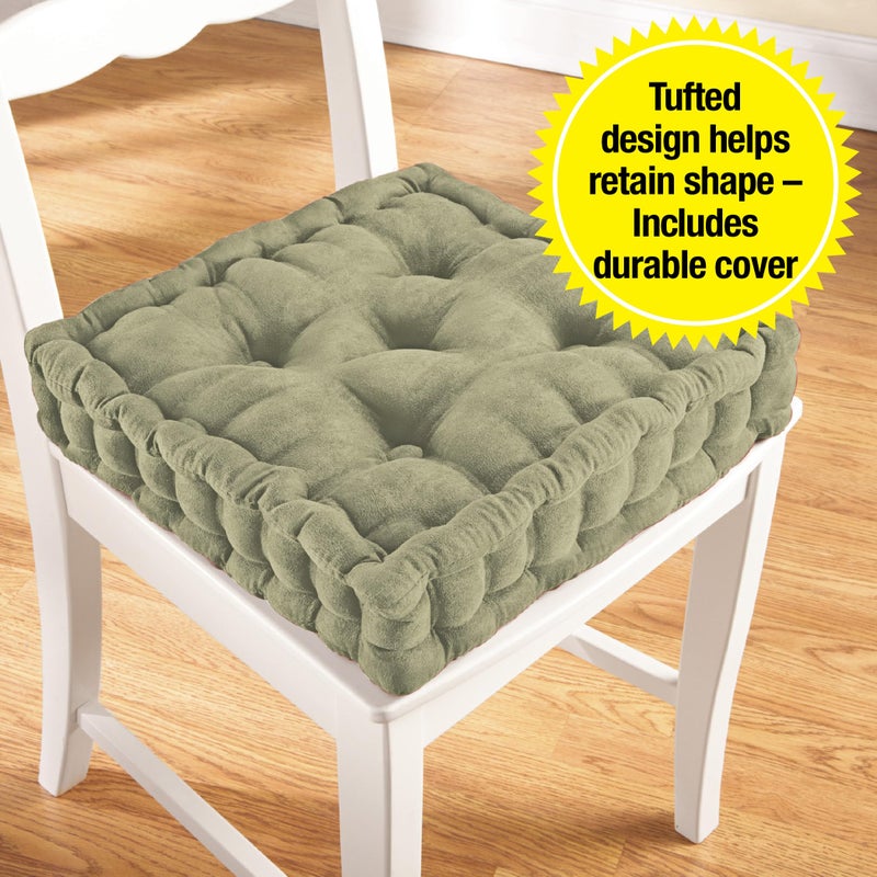 Collections Etc Tufted Padded Boosted Cushion and Support - Plush Seating for Chair with Carrying Handle, Blue - Image 3